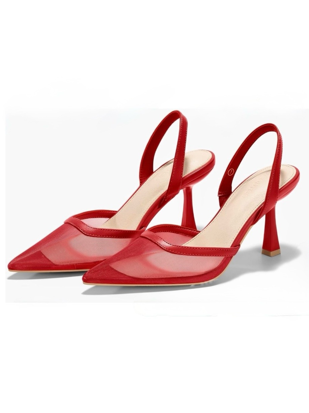 RED HOT Stylish & Sexy Pointed Toe Slingback Heels with Cushioned Insole | NWT